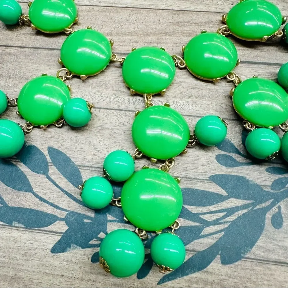 Gold Two Tone‎ Green Acrylic Bubble Necklace 26 In. B3